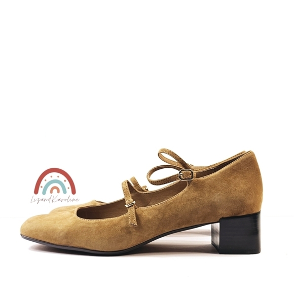 New! Madewell The Nettie Heeled Mary Jane in Glazed Walnut Leather Suede - Picture 5 of 16